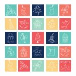 Merry Christmas Doodle Icons Elements Outline Stock Photo