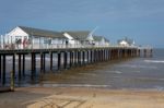 Sun Setting On Southwold Pier Stock Photo