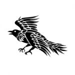 Raven Flying Side Tattoo Stock Photo