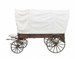 Covered Wagon On White Stock Photo