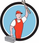 Mechanic Wrench Toolbox Circle Cartoon Stock Photo