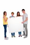 Teenagers Holding Blank Board Stock Photo