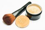 Blusher brush with face powder Stock Photo