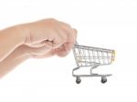 Hand With Shopping Cart Stock Photo