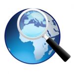 Magnifying Glass With Earth Globe Stock Photo