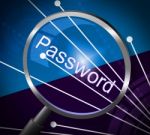 Magnifier Password Shows Log In And Accessible Stock Photo