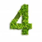 Alphabet Number 4 With Leaves Stock Photo