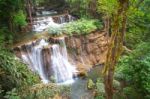 Huai Mae Khamin Waterfall. The Most Popular Places In Kanchanaburi Province, Thailand Stock Photo