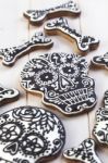 Homemade Skull Cookies For Halloween Stock Photo