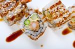 Fresh Sushi Choice Combination Assortment Selection Stock Photo