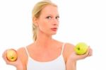 Woman Holding Apples Stock Photo