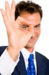 Business Man Giving Focus Gesture Stock Photo