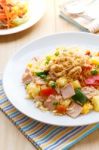 Thai Food Fried Rice With Ham, And Pineapple Stock Photo