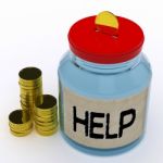 Help Jar Means Financial Aid Or Assistance Stock Photo