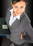 Woman Using Computer Stock Photo