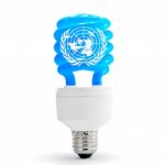 United Nations Flag On Lamp Stock Photo