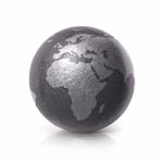 Black Iron Globe 3d Illustration Europe And Africa Map Stock Photo