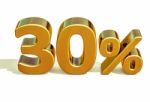 3d Gold 30 Thirty Percent Discount Sign Stock Photo