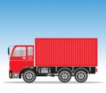 Side View Of Cargo Container Truck  Stock Photo