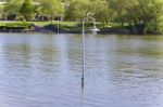 Beautiful Postcard With A Lights Posts In Water Stock Photo