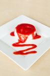 Strawberry Sauce On Cake Stock Photo