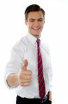 Business Man With Thumbs Up Gesture Stock Photo