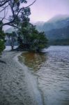 Cradle Mountain In Tasmania On A Cloudy Day Stock Photo