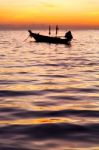 Sunrise Boat  And Sea In  China Sea Stock Photo