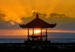 Sunset In Bali Beach Stock Photo