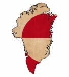 Greenland Map On Greenland Flag Drawing ,grunge And Retro Flag S Stock Photo