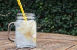 Glass Of Iced Strawberry Soda Drink Stock Photo