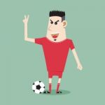 Concept With Cartoon Play Soccer Football Stock Photo