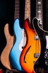 Electric Guitars On Display In A Music Shop Stock Photo