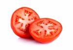 Slice Tomato Isolated On The White Background Stock Photo