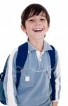 Young Little Boy Laughing Happily Stock Photo