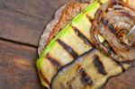 Grilled Vegetables On Bread Stock Photo