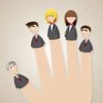 Cartoon Finger Doll Business Team Stock Photo