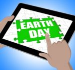 Earth Day Tablet Shows Conservation And Environmental Protection Stock Photo