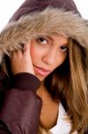 Young Woman Wearing Hood Stock Photo