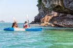 Mother And Daughter On Kayak Stock Photo