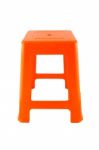 Direct Orange Plastic Rectangle Chair On White Background Stock Photo