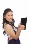 Woman With Tablet Stock Photo