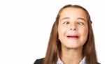 Teen Girl Making Funny Faces Fooling Around Stock Photo