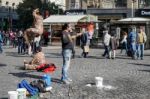 Street Performers Iat The Entrance To  Wenceslas Square In Pragu Stock Photo