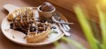 Belgian Waffles With Fruit And Chocolate, Forest Fruit, All Home Stock Photo