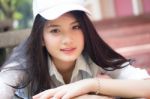 Portrait Of Thai Teen Beautiful Girl Happy And Relax Stock Photo