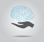 Brain And Hands Icons Stock Photo