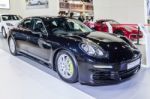 Porsche Panamera Se Hybrid, A Plug-in Hybrid That Promises Unsu Stock Photo