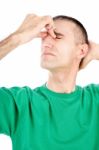 Man Have Migraine Attack Stock Photo