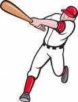 Baseball Player Batting Cartoon Style Stock Photo